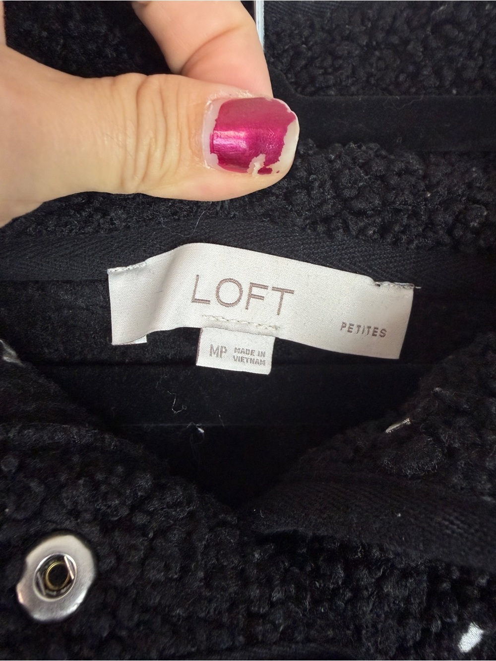 LOFT Petite Black & White Sherpa Fleece Pullover | MP - Picture 3 of 10